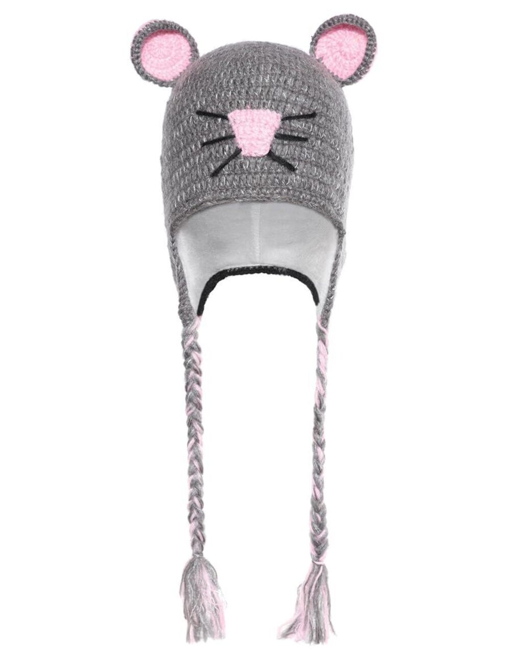 5726 Woolen Fleece Lined Knitted Winter Animal Ear Flap Beanie Hat